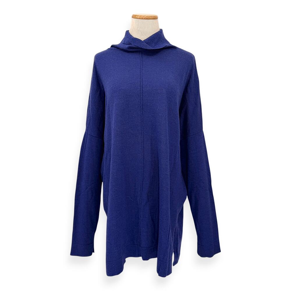 Eileen Fisher | XL | 100% Merino Wool Purple Cowl Neck Pullover Sweater Tunic